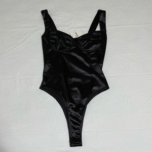 Forever 21 Black Satin Bodysuit